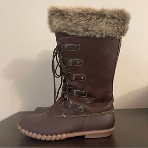 Yuu Fiona mid calf brown boots size 7
